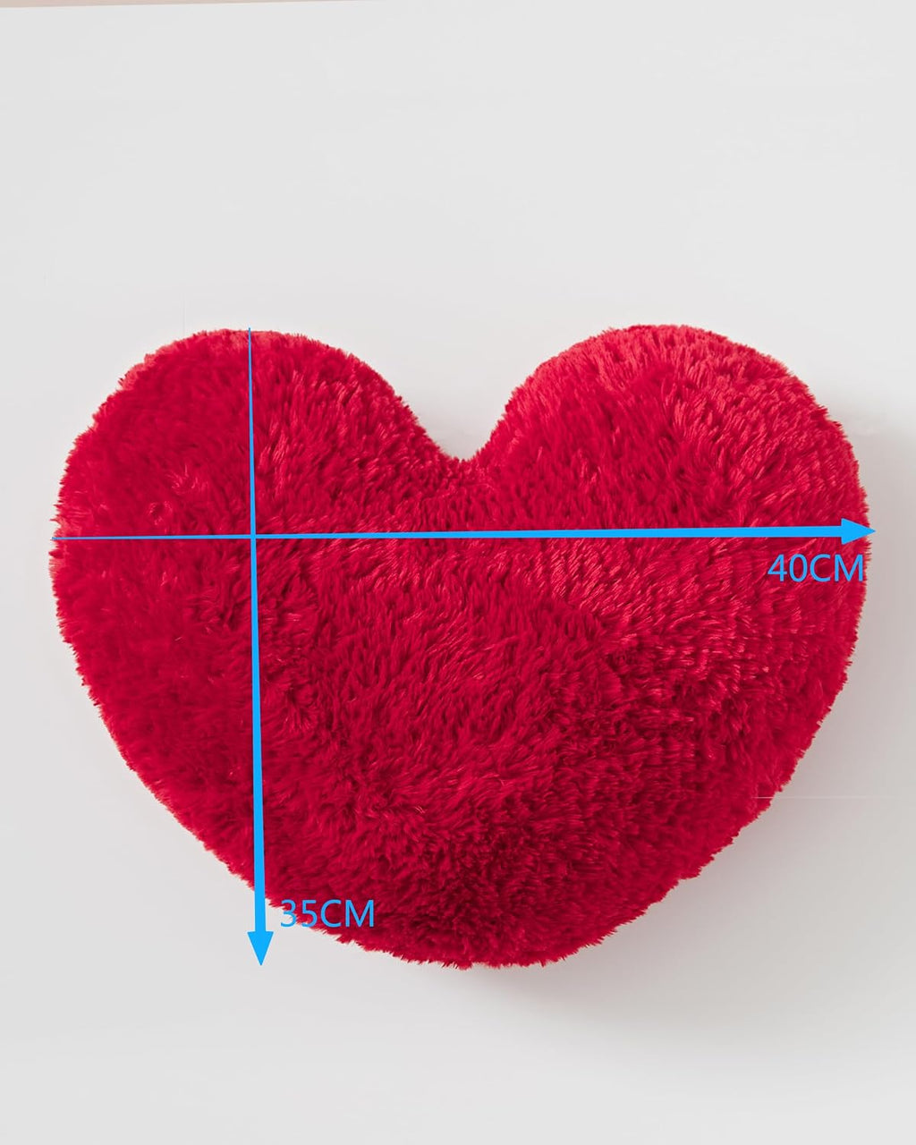 Faux Fur Love Heart Cushion - Red, 40x35cm