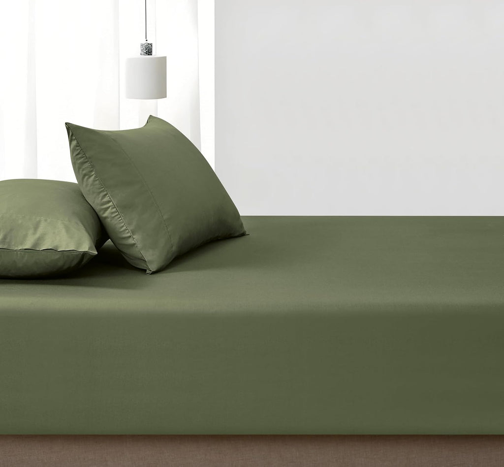Vintage Washed Cotton Fitted Sheet Combo Set - Khaki Green