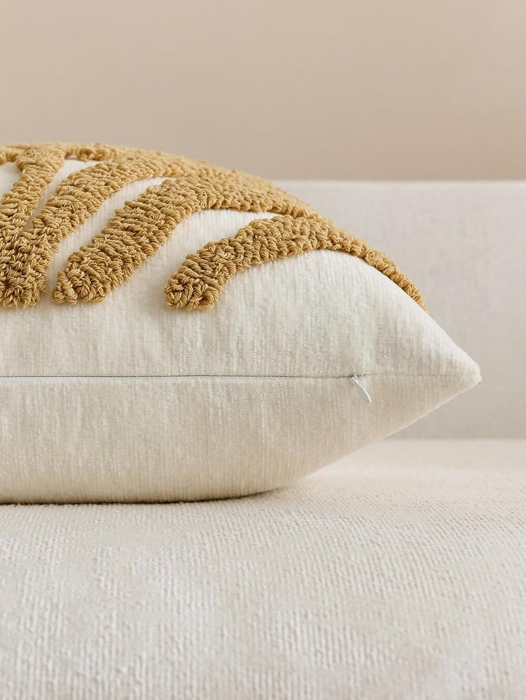 Tufted Leaf Cushion Covers - Twin-Pack - Mustard, 45cm x 45cm