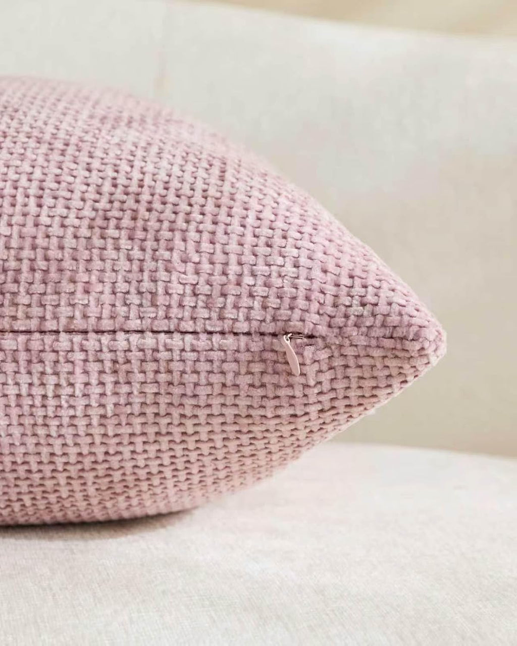 Chenille Grid Cushion Covers - Pack of 2 - Pink, 30cm x 50cm