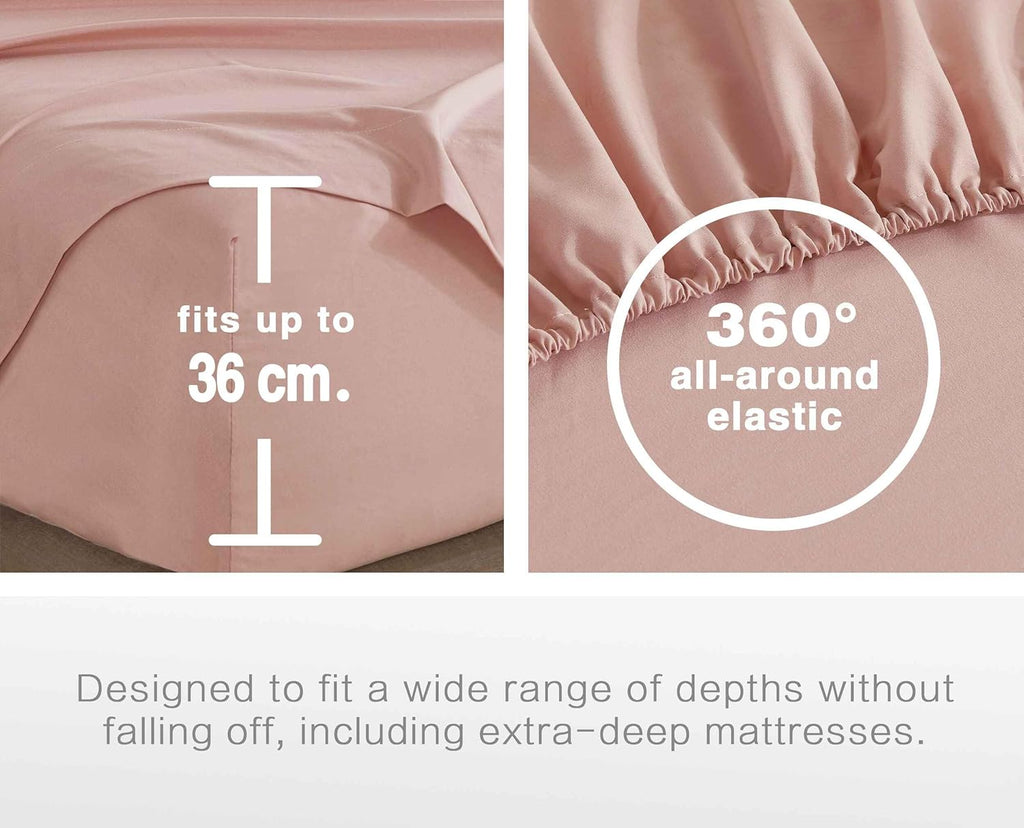 Vintage Washed Microfibre Sheet Set with Pillowcases - Pink