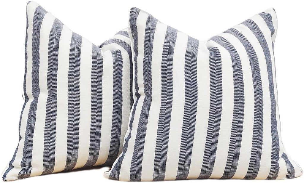2-Pack Yarn-Dyed Linen-Cotton Cushion Covers - Navy - 45x45cm