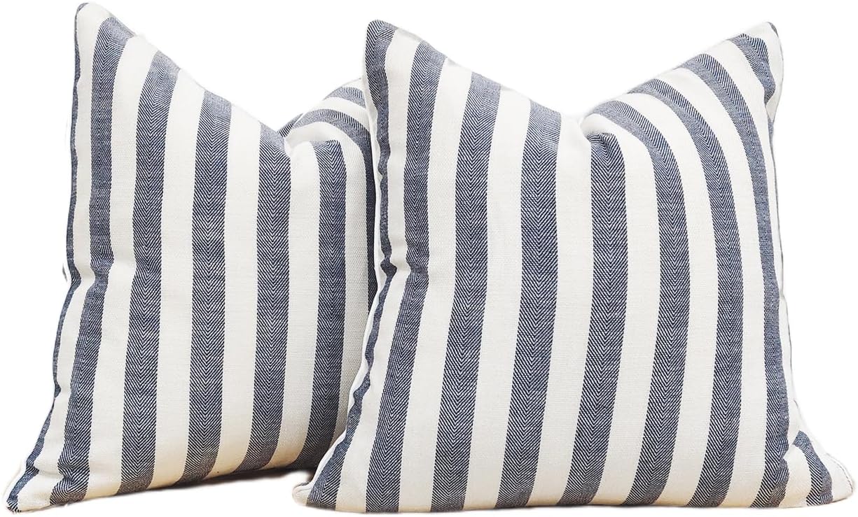 2-Pack Yarn-Dyed Linen-Cotton Cushion Covers - Navy - 45x45cm