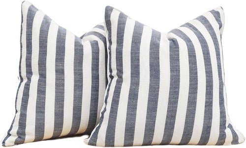 2-Pack Yarn-Dyed Linen-Cotton Cushion Covers - Navy - 45x45cm