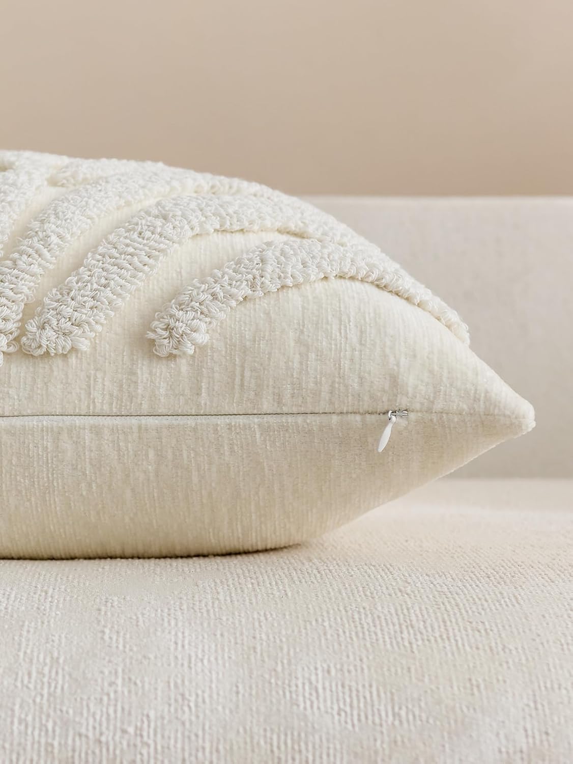 Tufted Leaf Cushion Covers - Twin-Pack - Snow, 45cm x 45cm