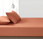 Vintage Washed Cotton Fitted Sheet Combo Set - Brick