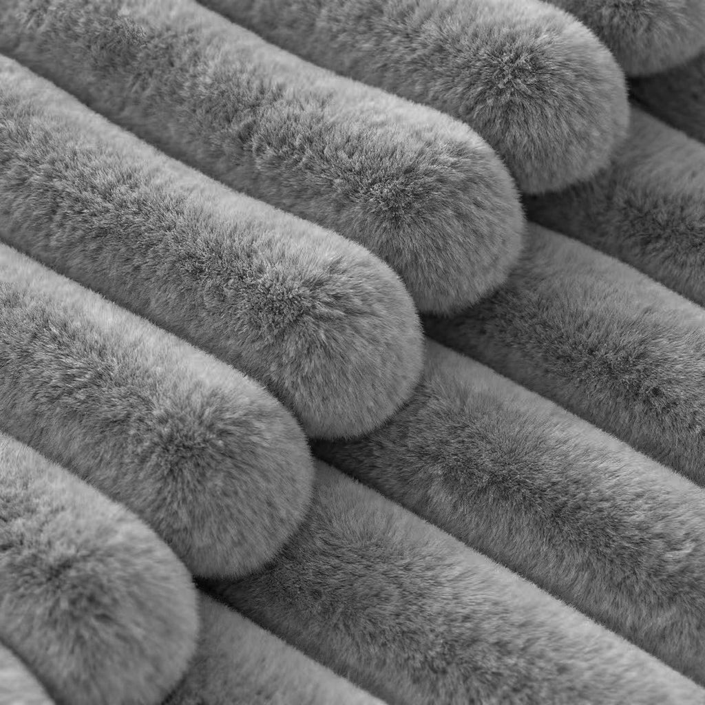 Faux Fur Cushion Covers - Twin-Pack - Grey - 30cm x 50cm
