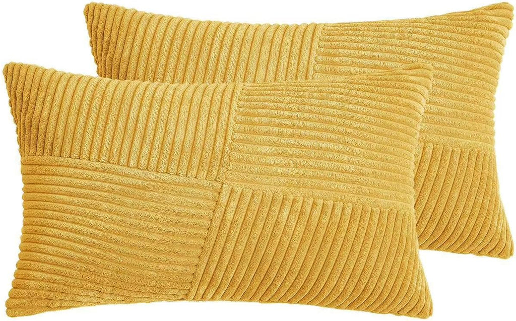 Corduroy Windmill-Inspired Cushion Covers - Twin-Pack - Yellow - 30cm x 50cm