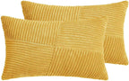 Corduroy Windmill-Inspired Cushion Covers - Twin-Pack - Yellow - 30cm x 50cm
