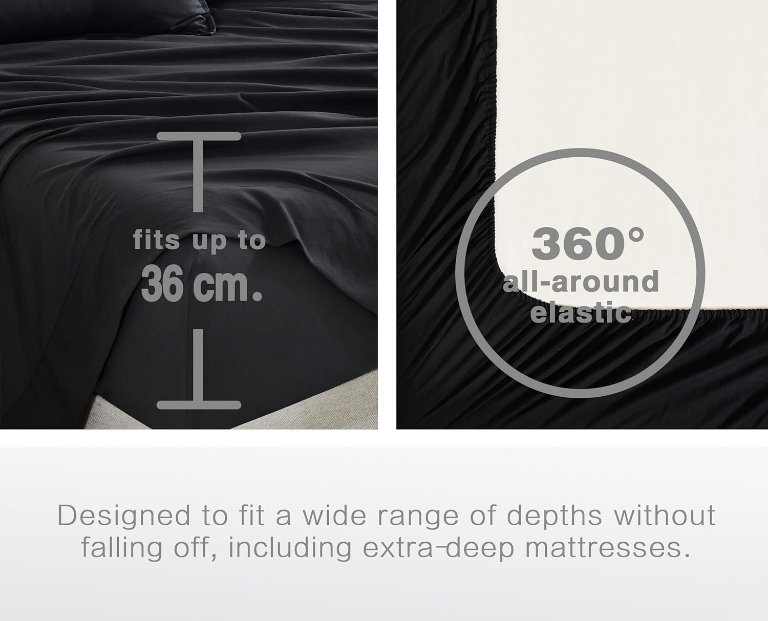 Vintage Washed Microfibre Sheet Set with Pillowcases - Black