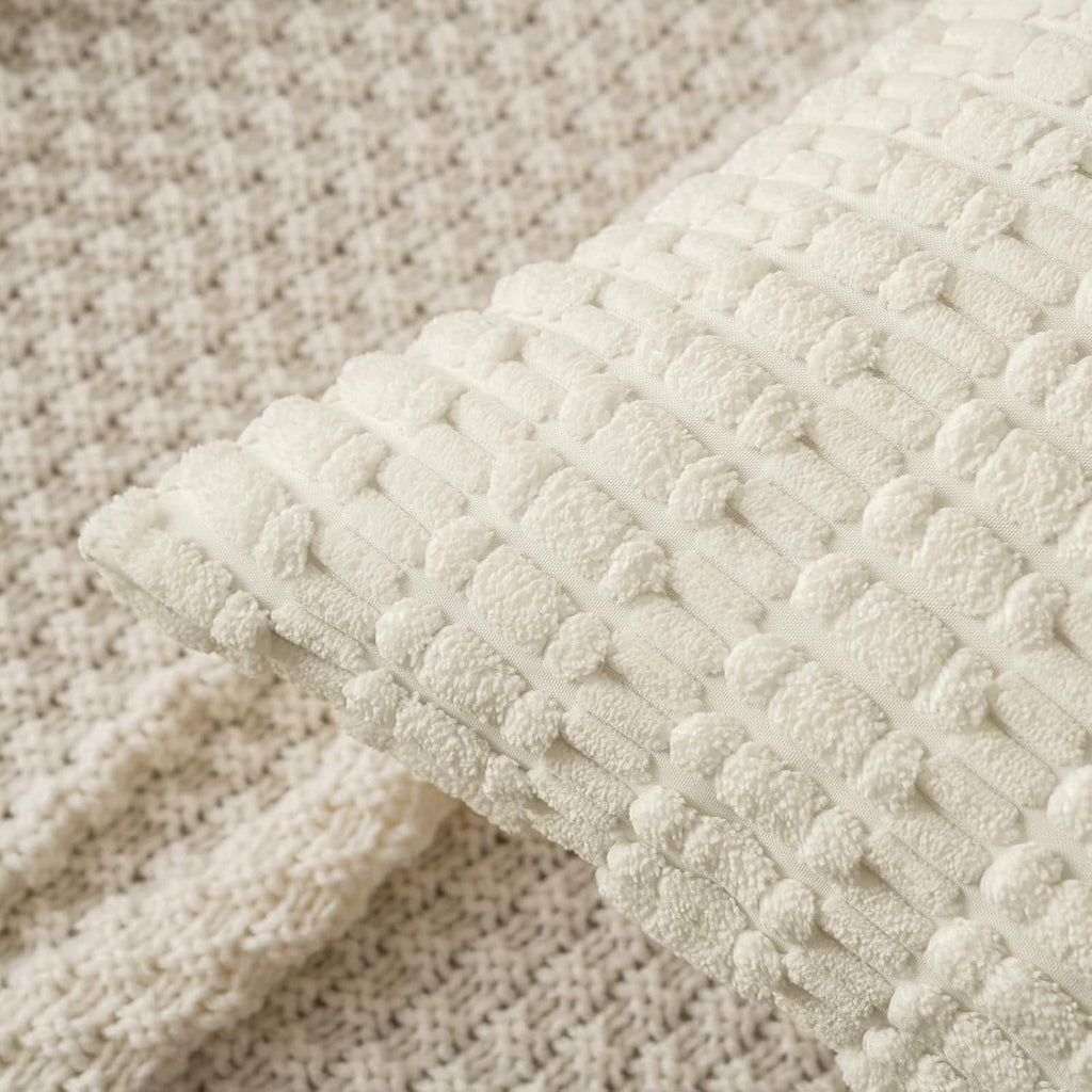 Boho Corduroy Cushion Covers - Twin-Pack - Cream - 30cm x 50cm