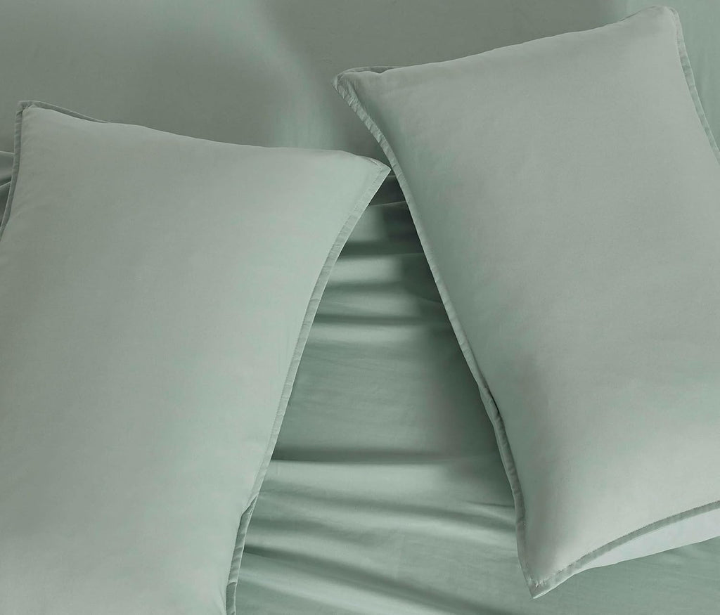 Vintage Washed Microfibre Sheet Set with Pillowcases - Sage