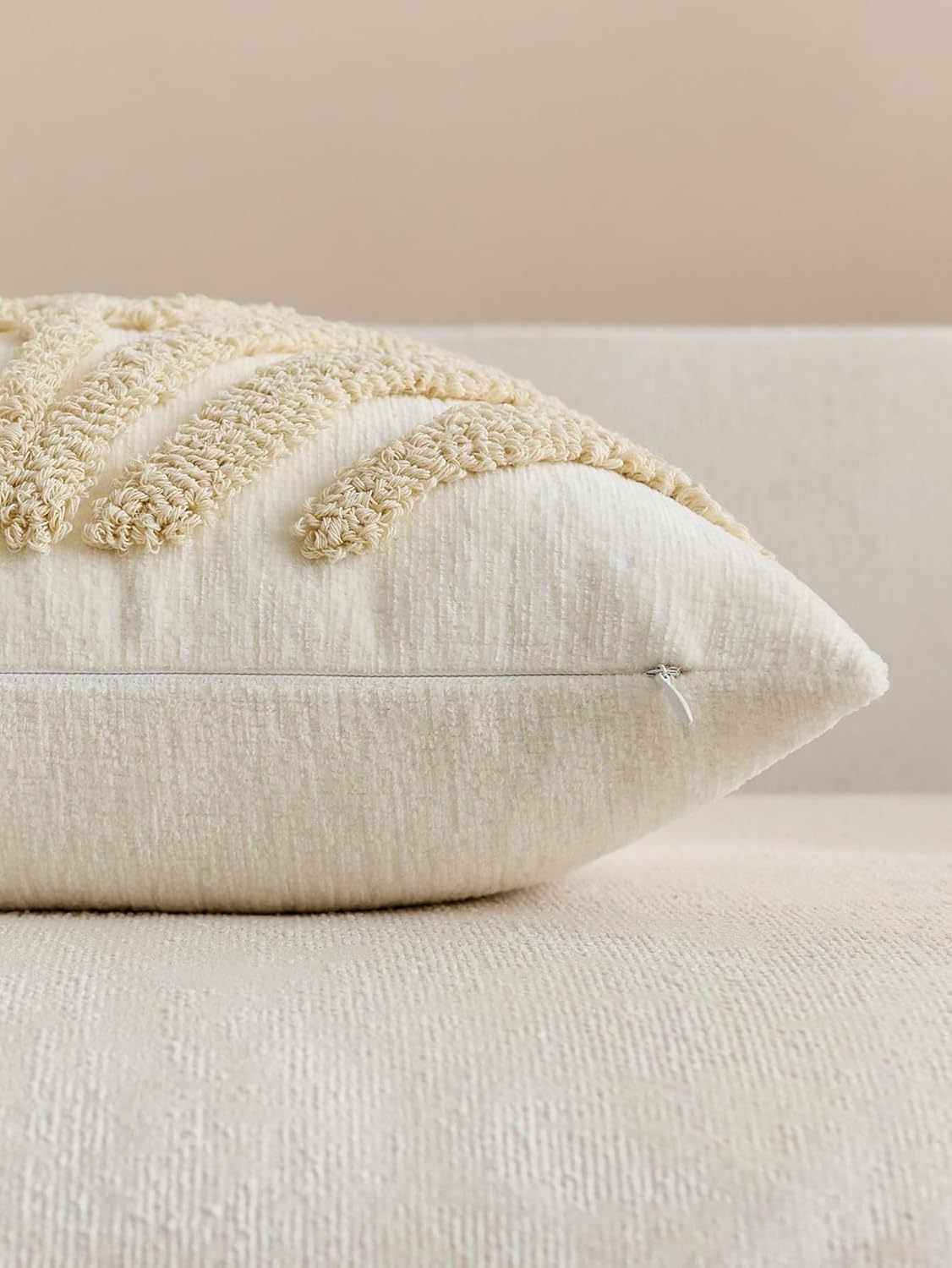 Tufted Leaf Cushion Covers - Twin-Pack - Ivory, 45cm x 45cm