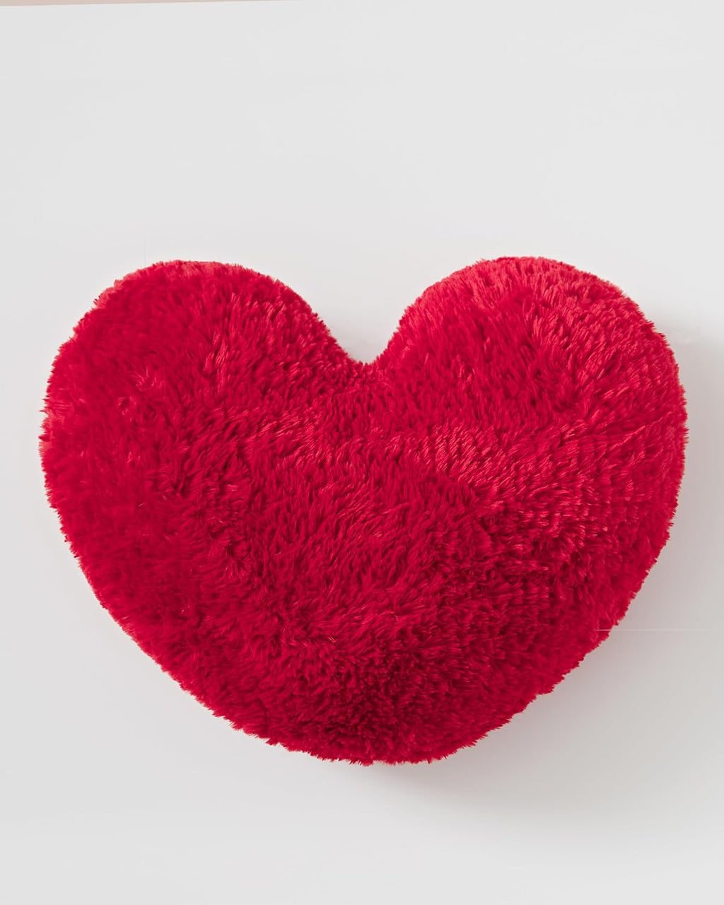 Faux Fur Love Heart Cushion - Red, 40x35cm