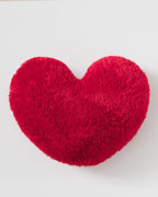 Faux Fur Love Heart Cushion - Red, 40x35cm