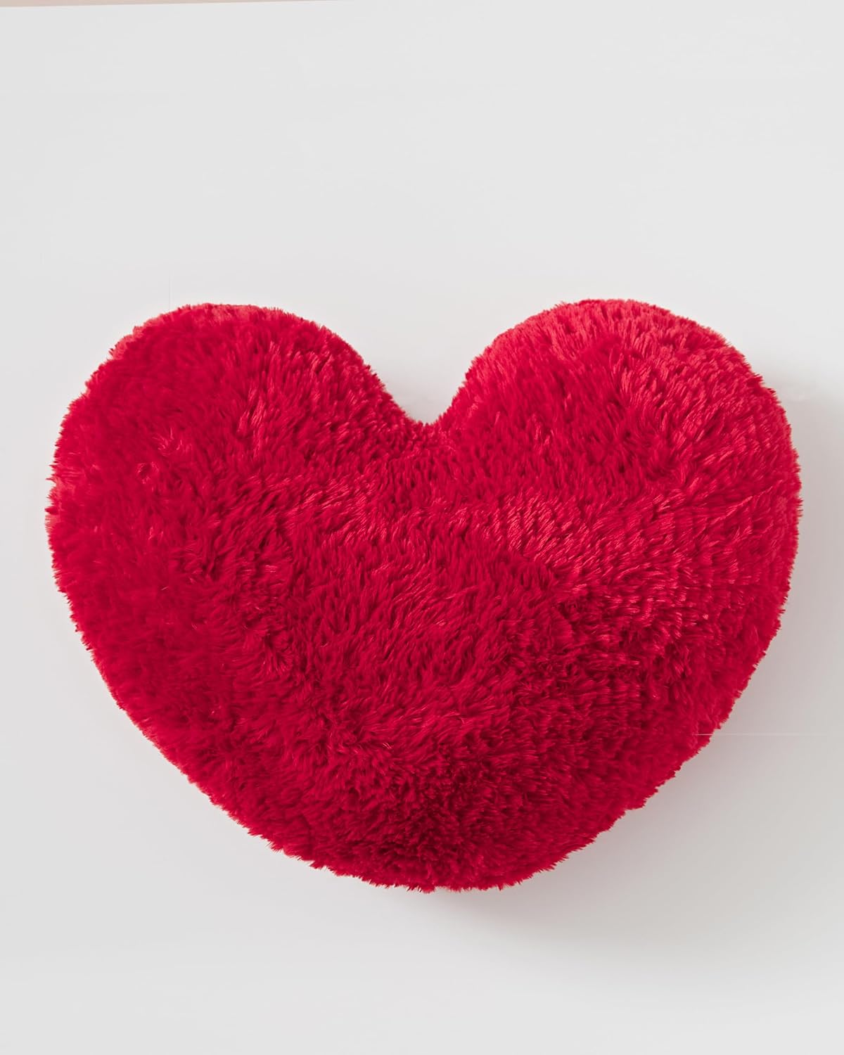 Faux Fur Love Heart Cushion - Red, 40x35cm