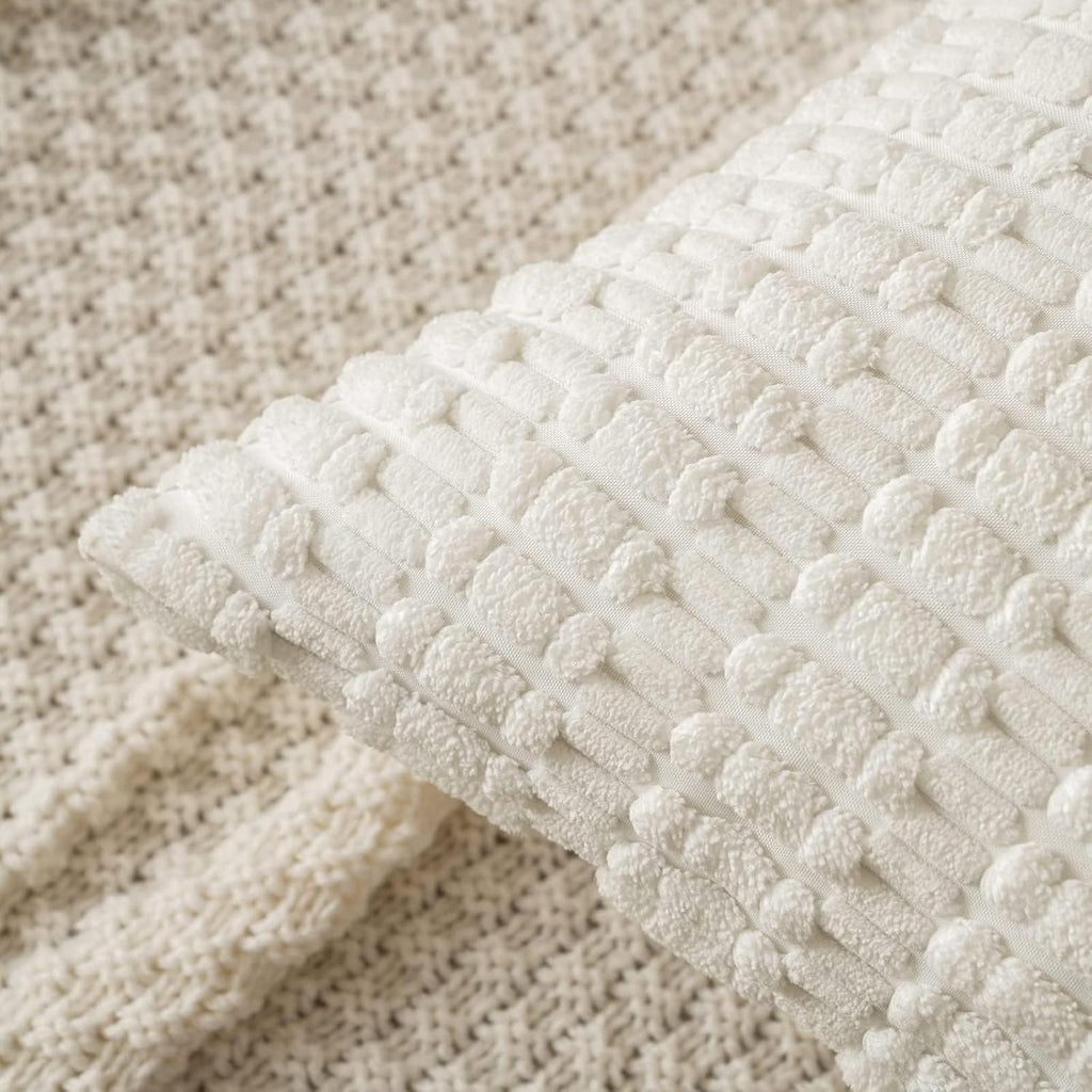 Boho Corduroy Cushion Covers - Twin-Pack - White - 45cm x 45cm