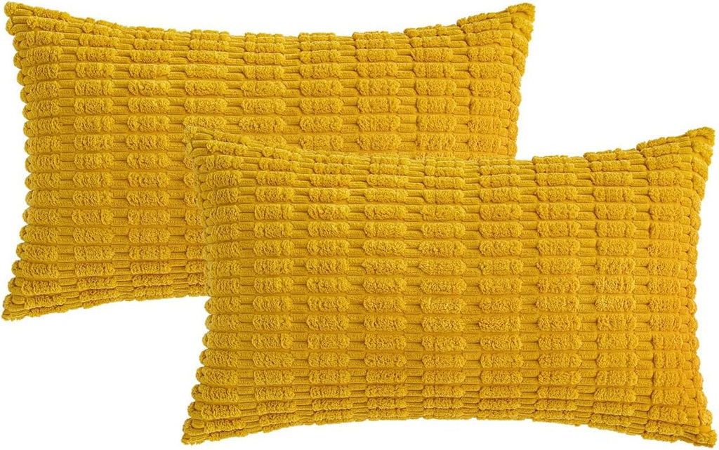 Boho Corduroy Cushion Covers - Twin-Pack - Mustard - 30cm x 50cm