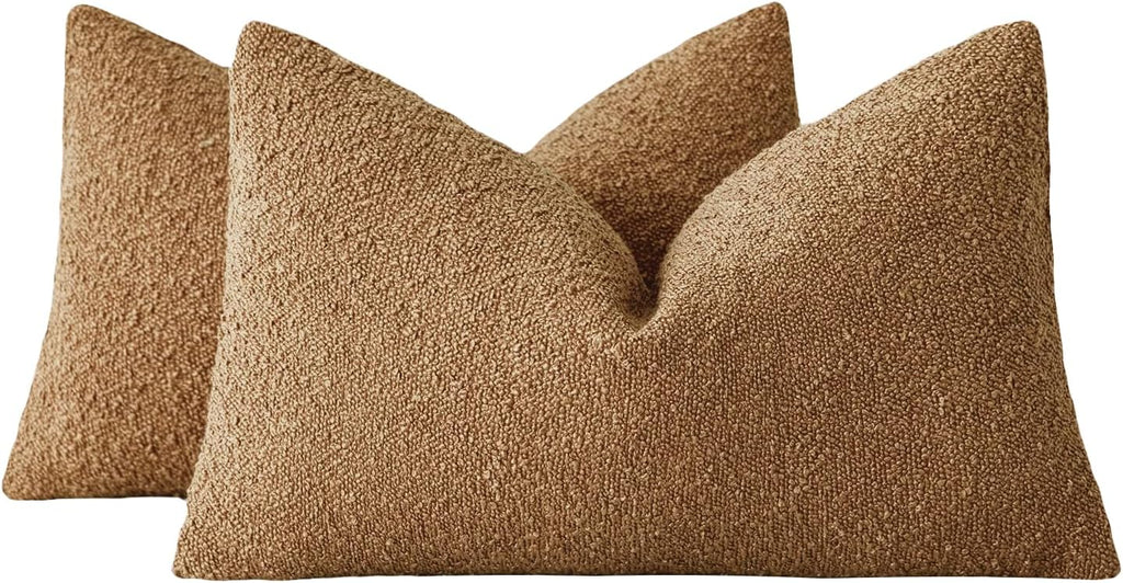 Boucle Cushion Covers - Twin-Pack - Caramel - 30cm x 50cm