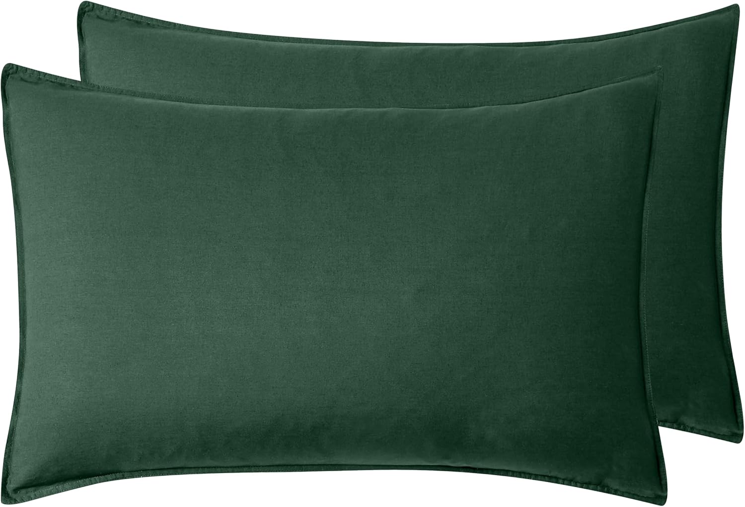 Vintage Washed Cotton Standard Pillowcases - Twin-Pack - Forest Green