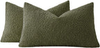 Bouclé Cushion Covers - Twin-Pack - Olive Green - 30cm x 50cm