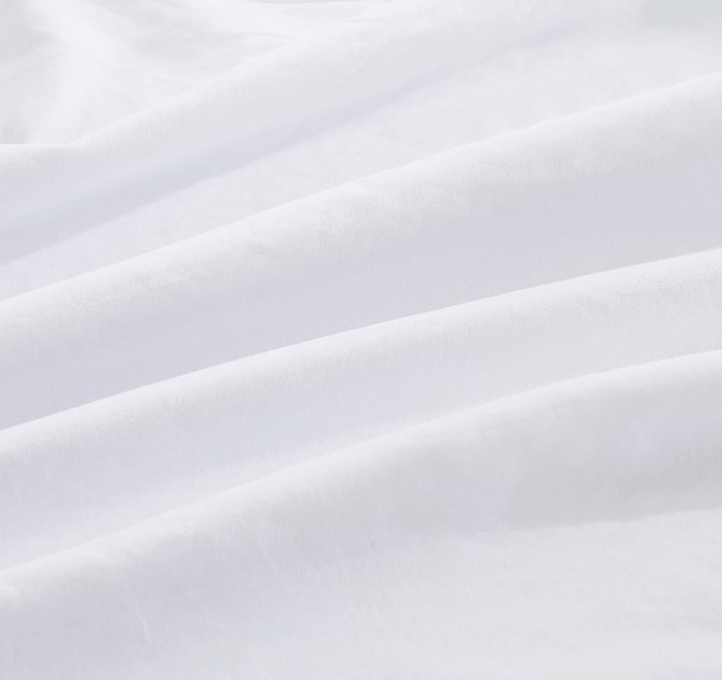 Vintage Washed Microfibre Sheet Set with Pillowcases - White