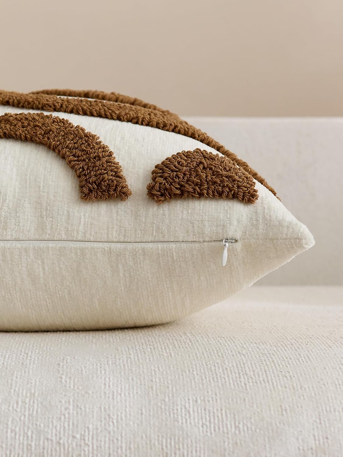 Tufted Wave Cushion Covers Set of 2, Brown, 45 x 45 cm