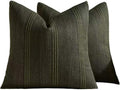Linen Blend Striped European Pillowcases, Set of 2, Olive, 65x65cm