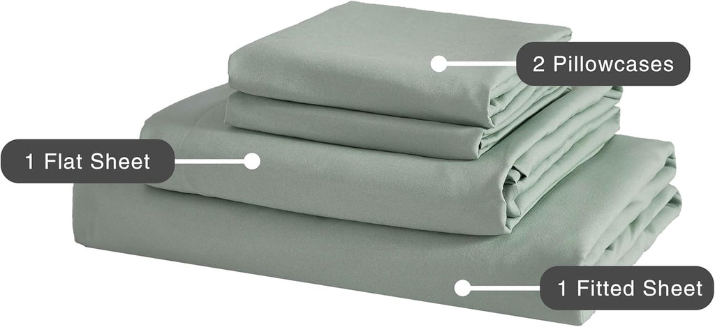 Vintage Washed Microfibre Sheet Set with Pillowcases - Sage