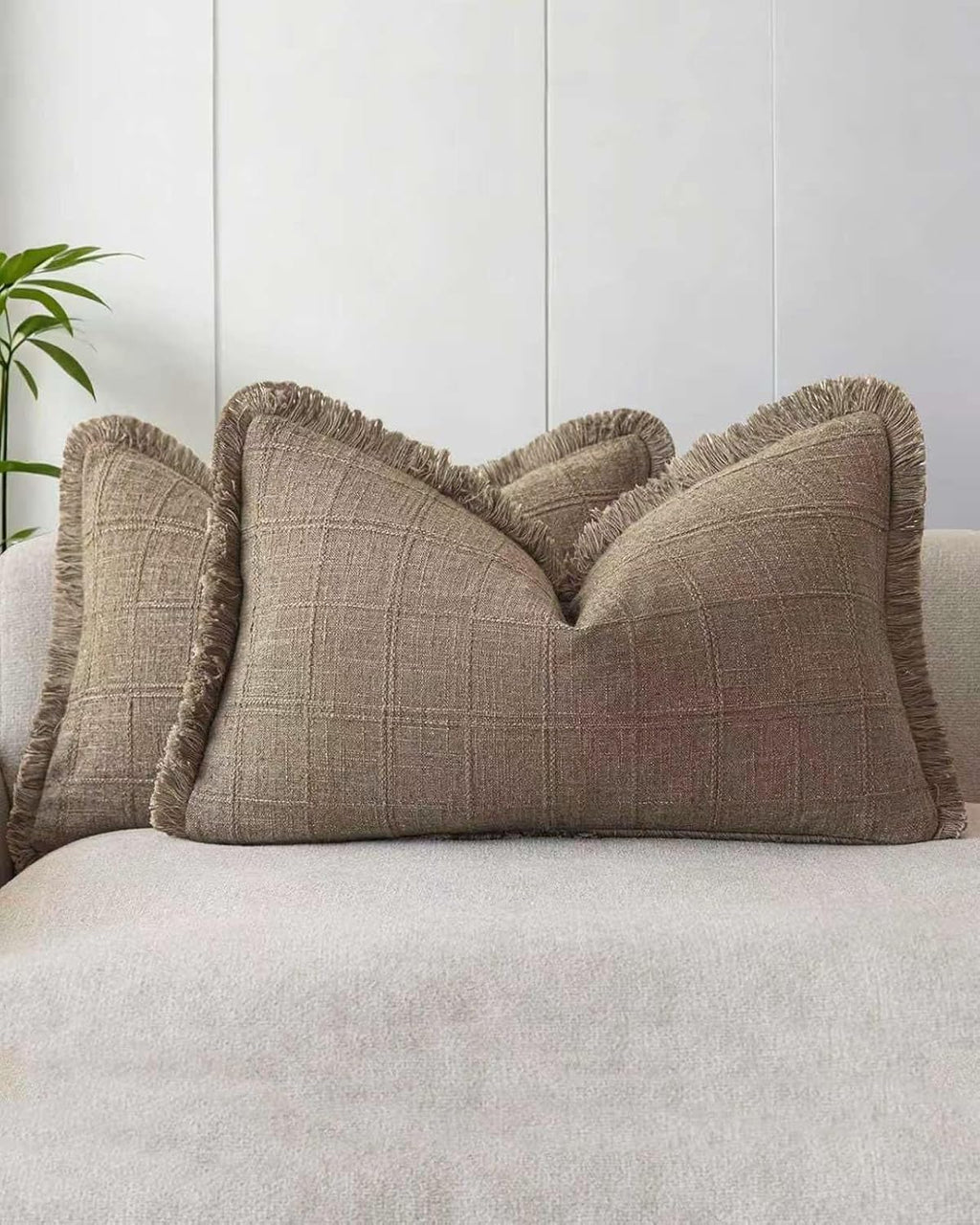 Linen-Look Cushion Covers - Twin-Pack - Camel, 30cm x 50cm