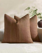 Linen Blend Striped European Pillowcases, Set of 2, Tabocco, 65x65cm