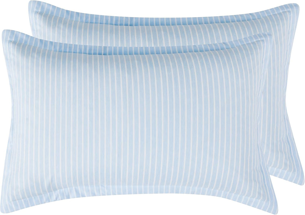 Yarn-Dyed Microfibre Stripe Quilt Cover Set - Blue