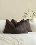 Chenille Grid Cushion Covers - Pack of 2 - Chocolate, 30cm x 50cm