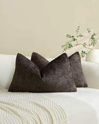 Chenille Grid Cushion Covers - Pack of 2 - Chocolate, 30cm x 50cm