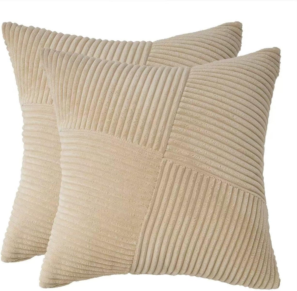 Corduroy Windmill-Inspired Cushion Covers - Twin-Pack - Beige - 45cm x 45cm