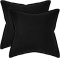 Linen-Cotton European Pillowcases - Soft & Breathable with Hidden Zipper Design - Black, 65x65cm