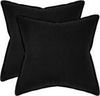 Linen-Cotton European Pillowcases - Soft & Breathable with Hidden Zipper Design - Black, 65x65cm
