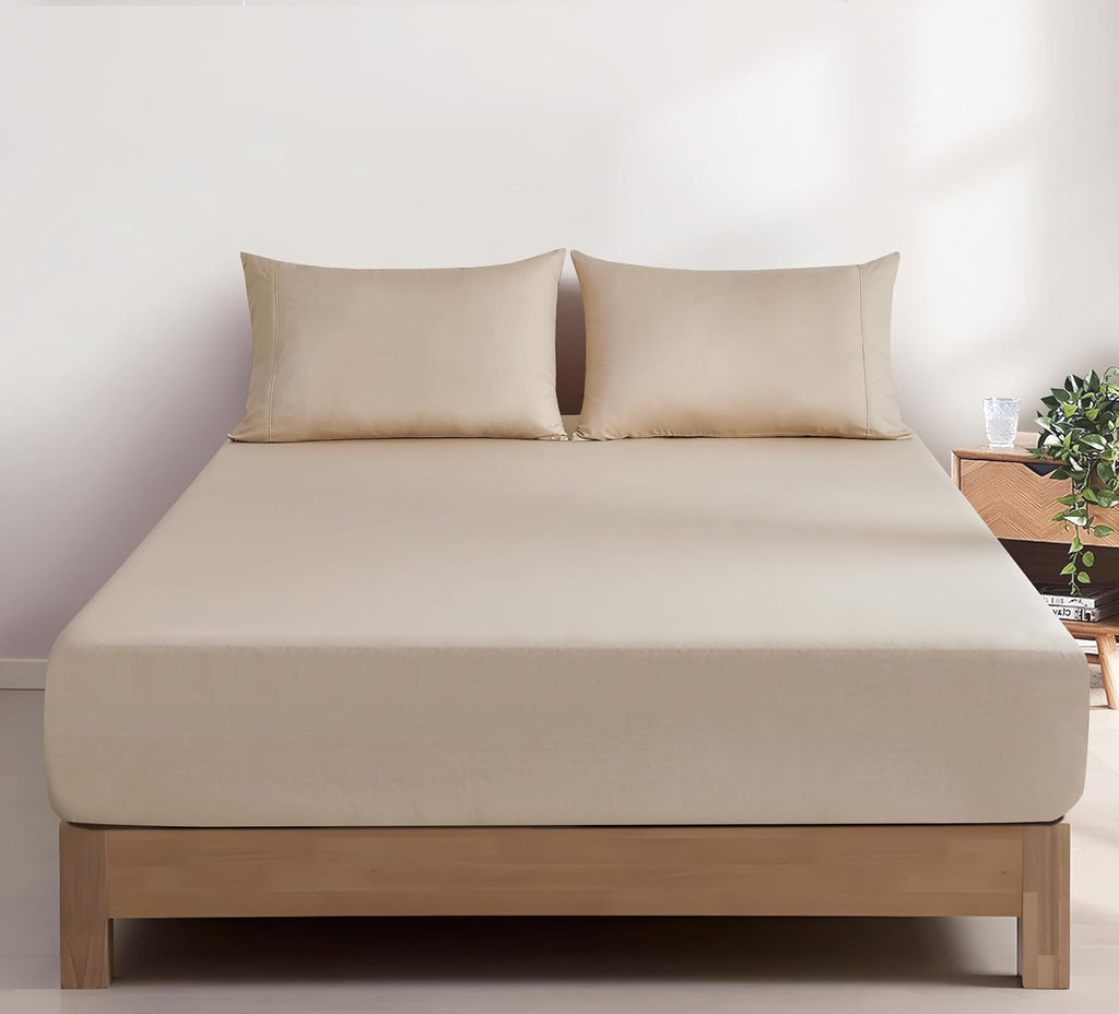Vintage Washed Cotton Fitted Sheet Combo Set - Natural