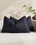 Linen Blend Striped Cushion Covers, Set of 2, Blue, 30x50cm