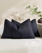 Linen Blend Striped Cushion Covers, Set of 2, Blue, 30x50cm