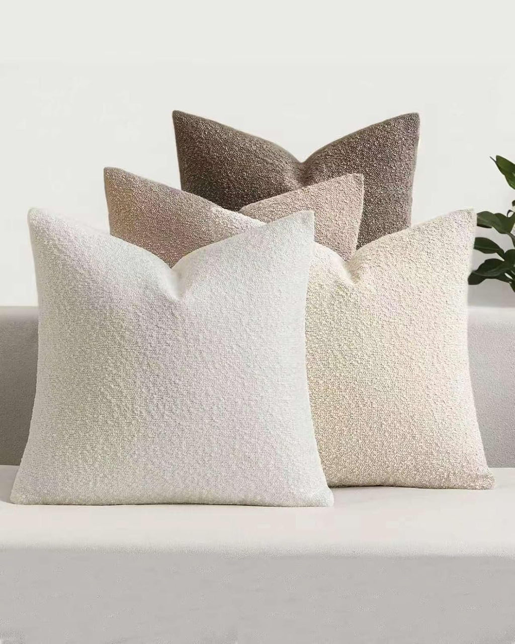 Bouclé Cushion Covers - Pack of 4 - Mixed Natural - 45cm x 45cm