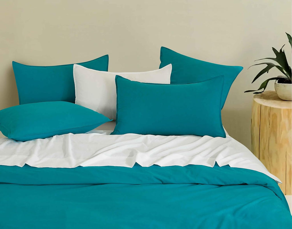 Vintage Washed Microfibre Standard Pillowcases - Twin-Pack - Teal