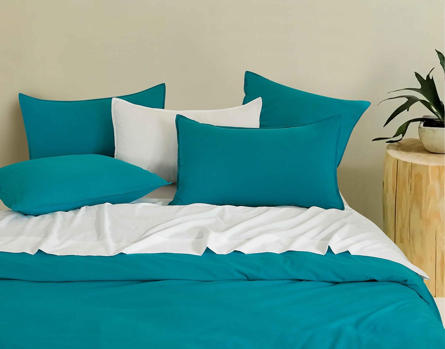 Vintage Washed Microfibre Standard Pillowcases - Twin-Pack - Teal