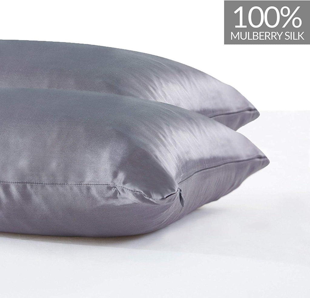 100% Mulberry Silk Pillowcase - Twin-Pack - Charcoal