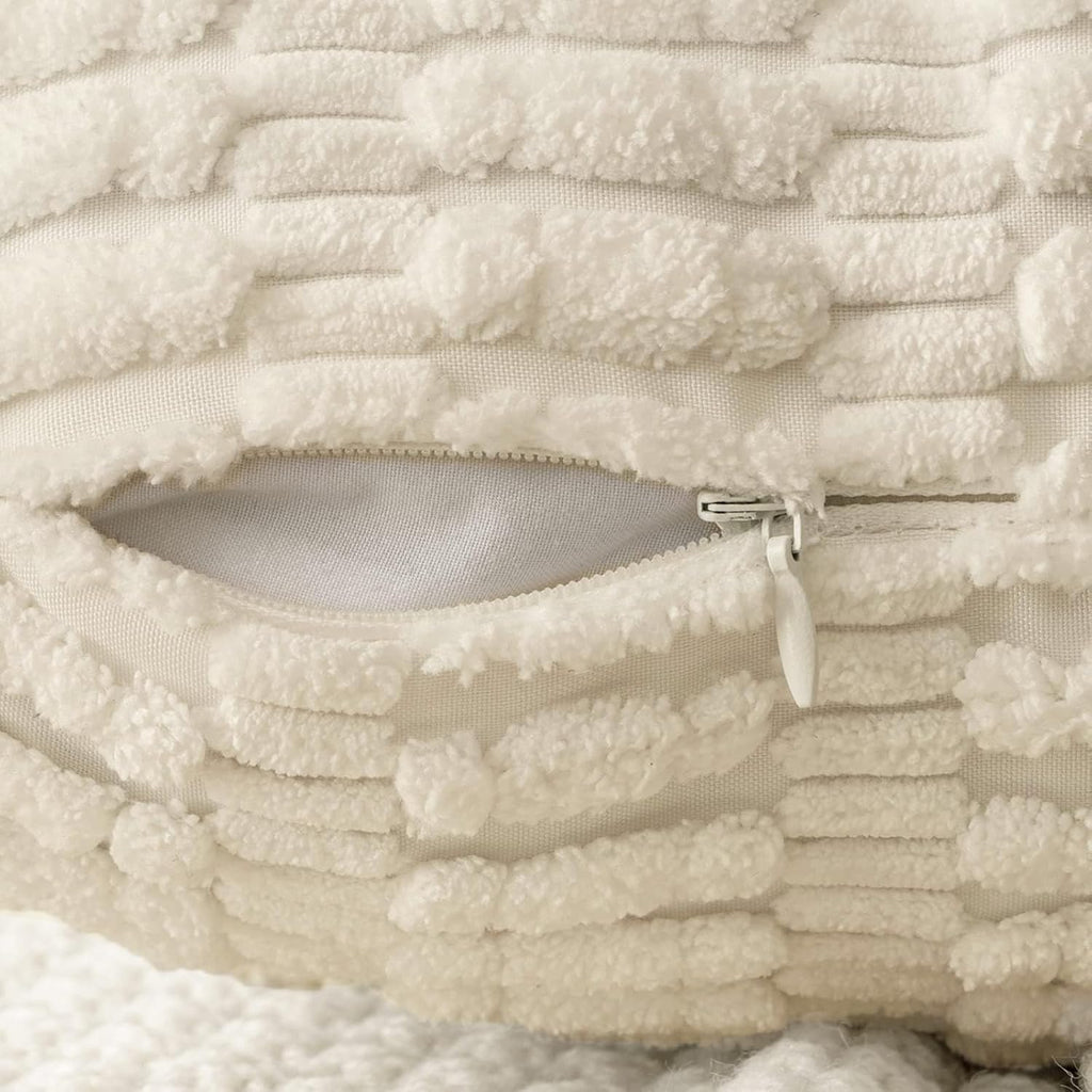 Boho Corduroy Cushion Covers - Twin-Pack - Cream - 45cm x 45cm