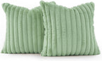 Faux Fur European Pillowcases - Sage - 65x65cm