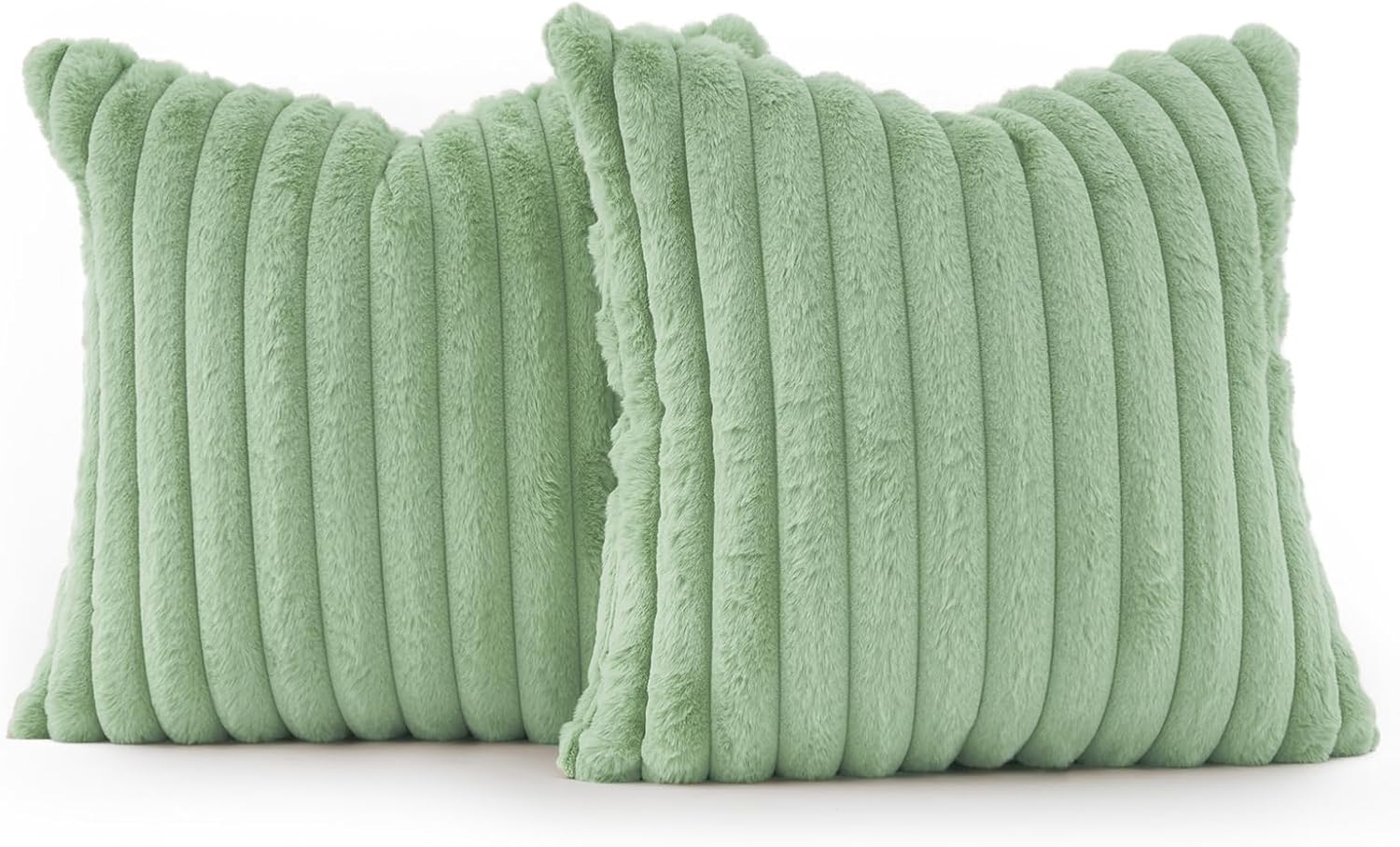 Faux Fur European Pillowcases - Sage - 65x65cm