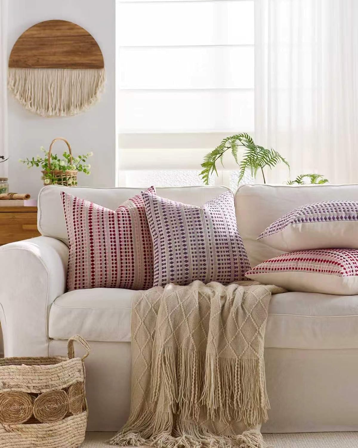 Bohemian Dot Woven Cushion Covers - Twin-Pack - Purple, 30cm x 50cm