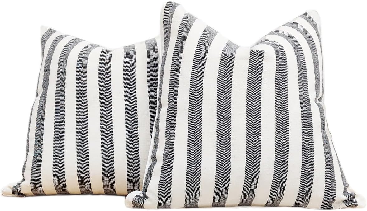 2-Pack Yarn-Dyed Linen-Cotton Cushion Covers - Black - 45x45cm