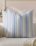 Heritage Linear Woven Cushion Covers - Twin-Pack - Sky, 45cm x 45cm